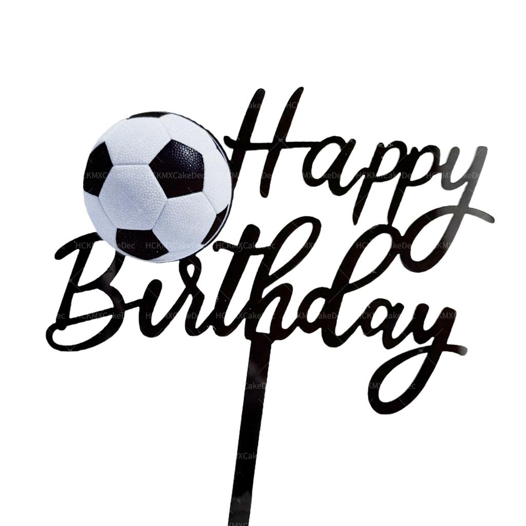 3pcs Acrylic Cake Topper for Boys' Birthday Party Football Rugby Tennis Designs Sports Themed Cake Decoration