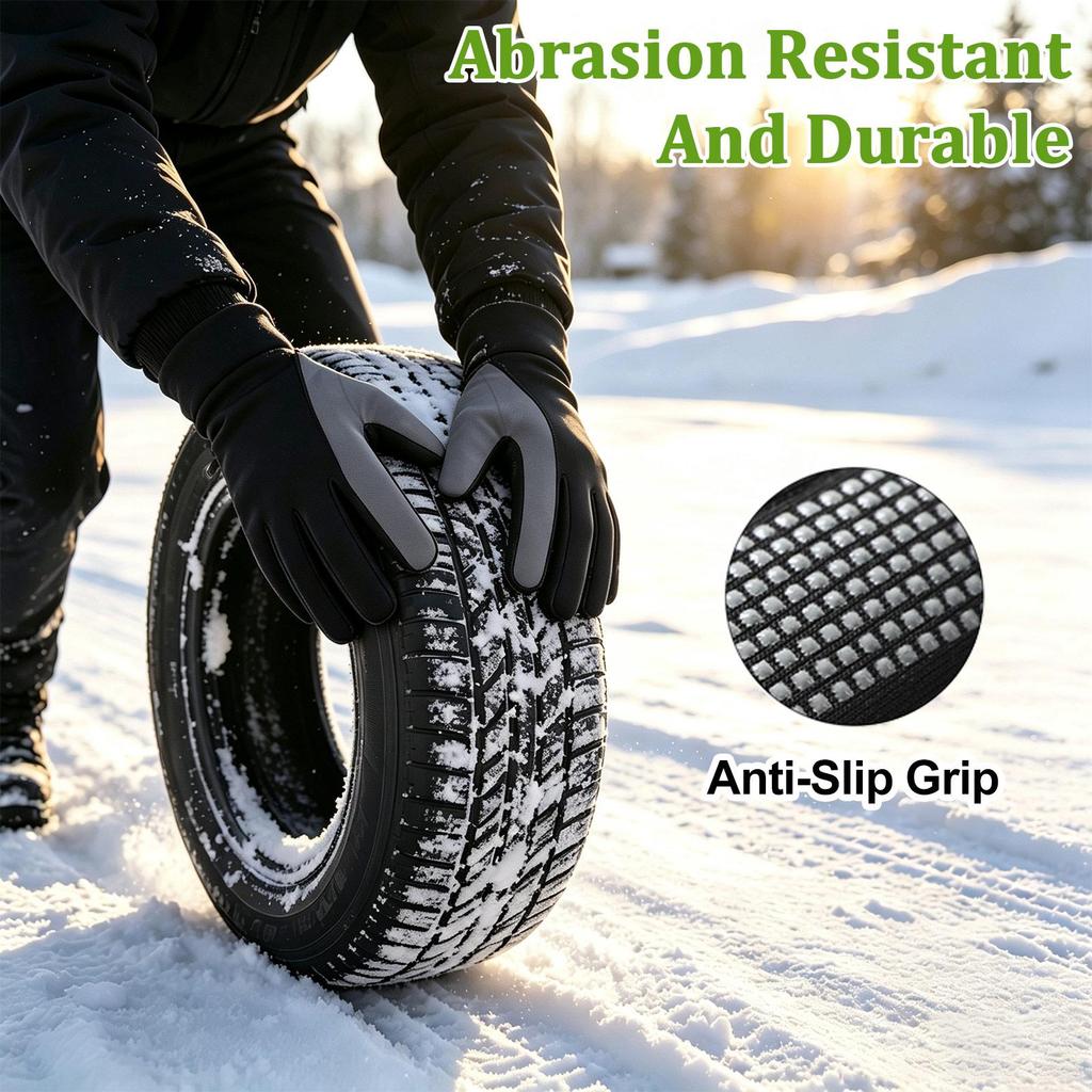 Thin Fleece Winter Warm Cycling Riding Gloves, Touch Screen, Anti-Slip Silicone Palm, Windproof Water Resistant Outdoor Gloves