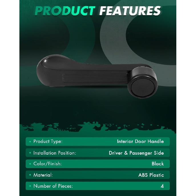 SCITOO Door Handle Window Crank Handle Front Rear Interior Driver Left Passenger Right Side Black Compatible with 1989-2000 for Honda for Civic, 4pcs