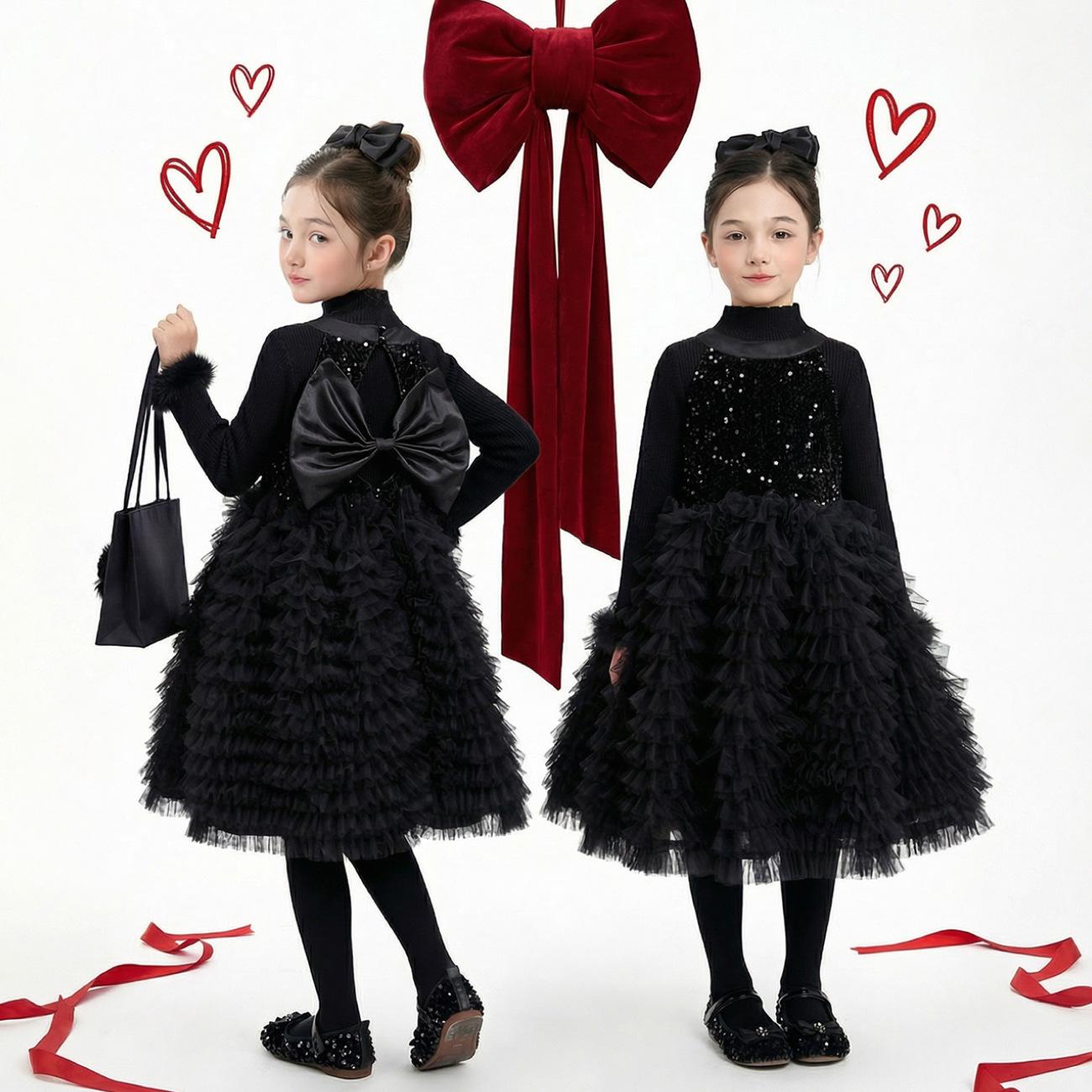 Детское зимнее платье-торт «Принцесса» Yuchen, осень-зима 2025, премиум Size 100