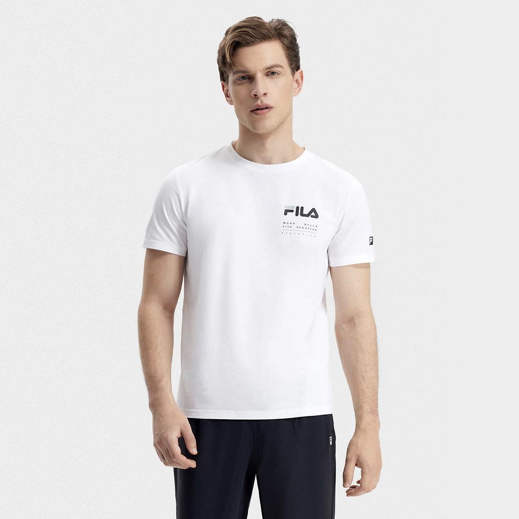 Fila Latte Girl 3.0 Buchstaben-Print American Vintage Rundhals Kurzarm T-Shirt Herren Tops Jadeweiß A11M321108FWT