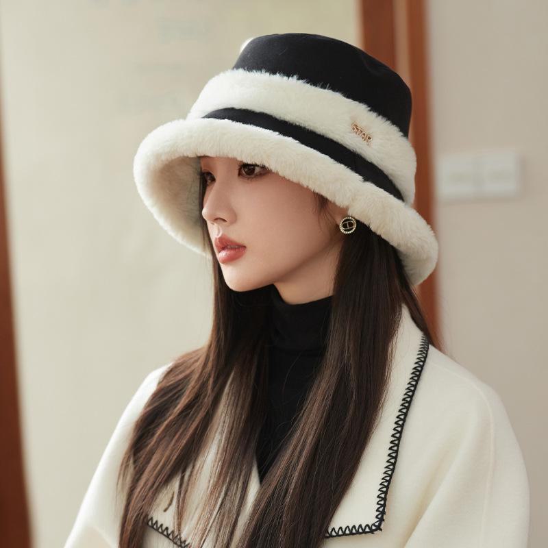 2024 Women's Velvet Thick Warm Fisherman Hat - Winter Furry Basin Style for Large Head Sizes