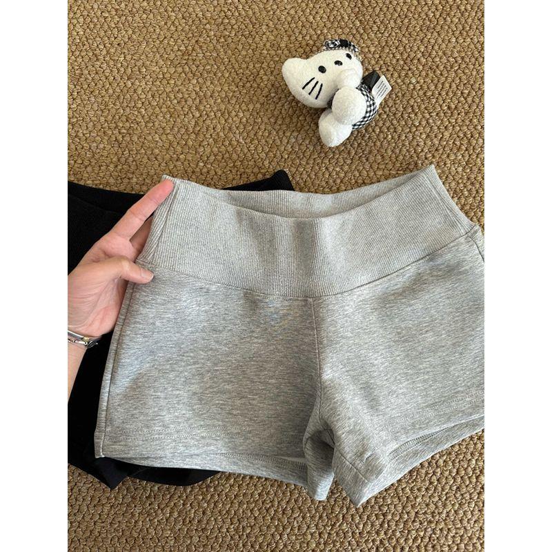 

Женские серые спортивные шорты А-силуэта с высокой талией - Летняя уличная одежда 2025 для миниатюрных фигур Medium серый