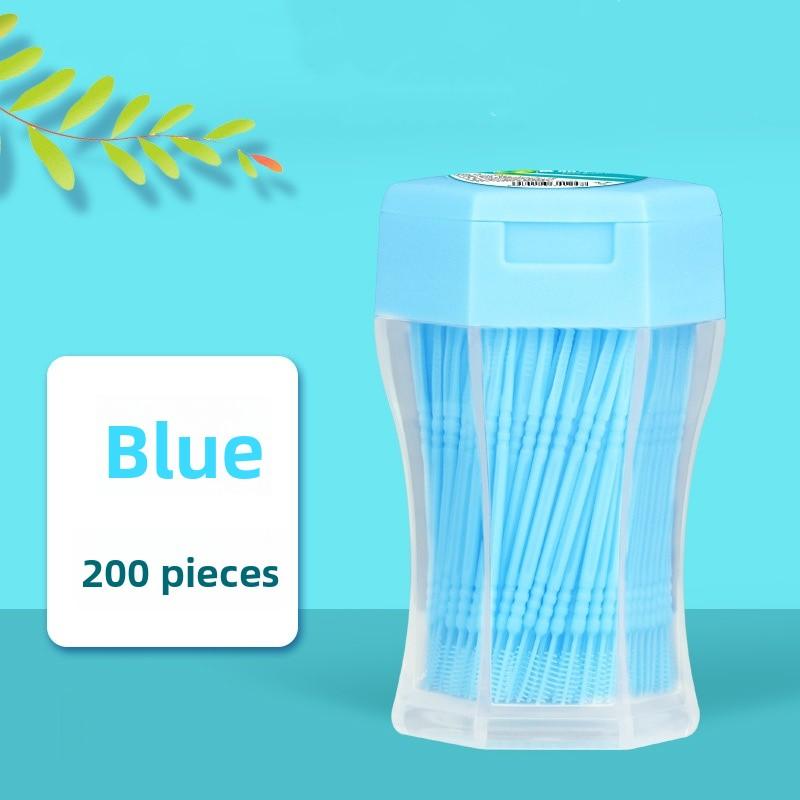 In Stock 200 Pieces Eco-Friendly Food Grade Plastic Flexible Interdental Toothpick Brush Polypropylene Bristles Removes Bacteria синий