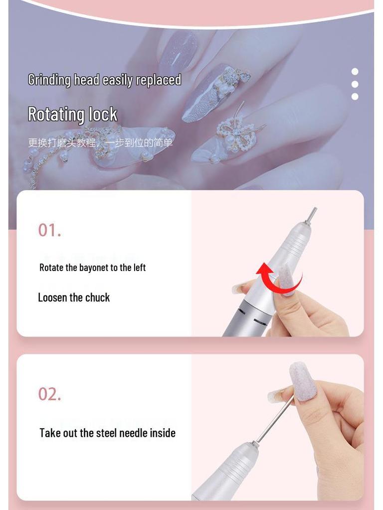 Professional 50000 RPM Portable Nail Grinder for Polishing and Removing Nail Art