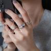 Stylish Minimalist Cold S925 Silver Ring With Unique Blue Sapphire Elements And Size Adjustable
