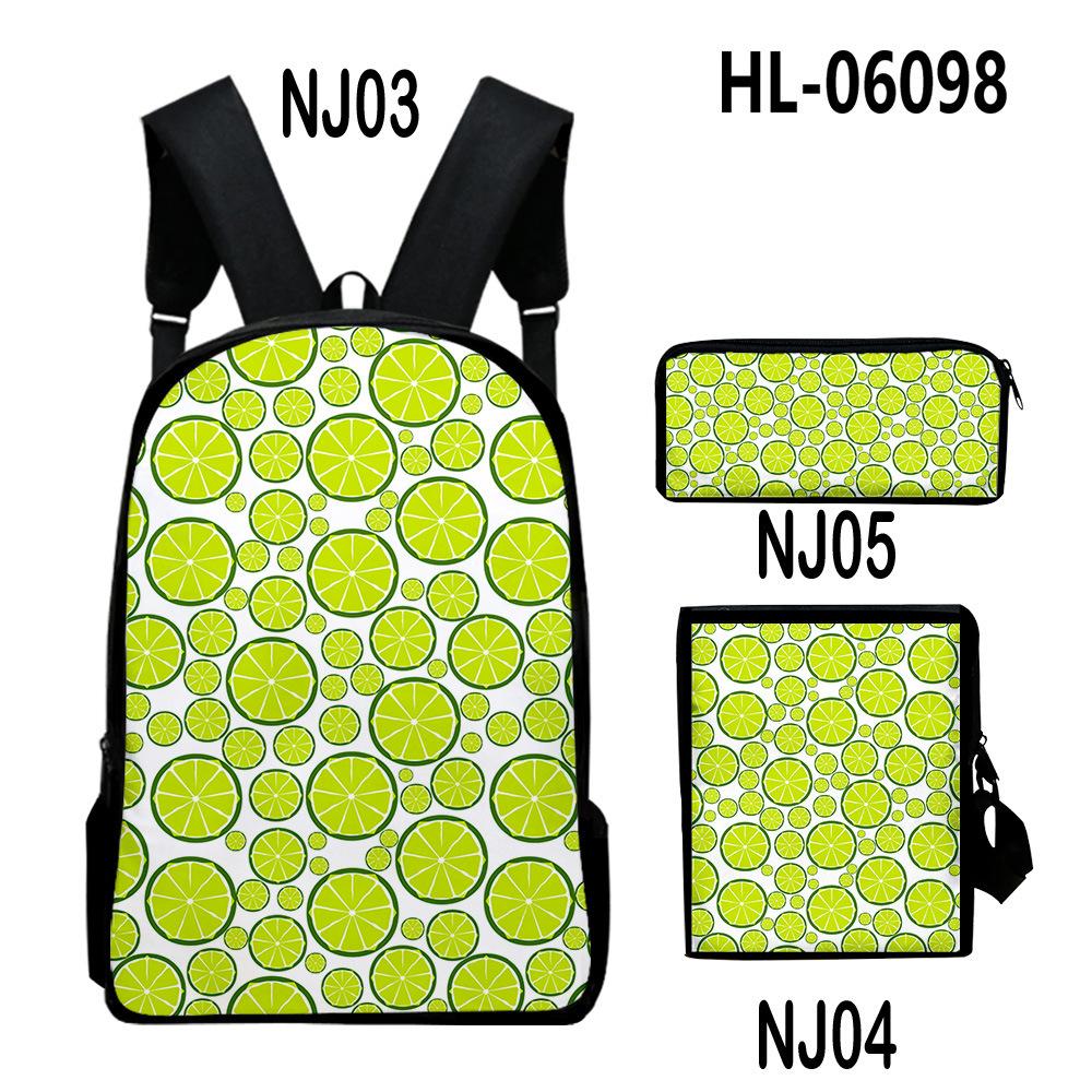 Lusso Novità Particolare Fresco limone Stampa 3D 3pz/Set alunno Zaini Scolastici Zaino Daypack per Laptop Borsa a tracolla inclinata Astuccio