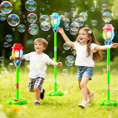 Automatic Bubble Machine for Kids Bubble Blower with Lights And Music Adjustable Height 17-38 Inches Vertical Bubble Tower Stand Hands-Free Bubble