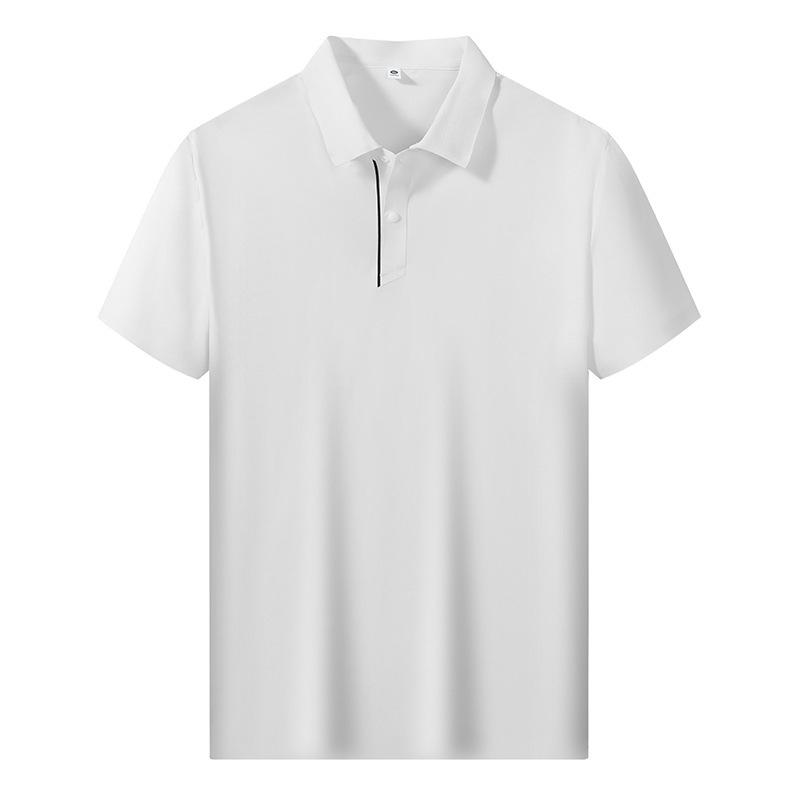 

Ice Silk Seamless Short-sleeved Seamless Polo Shirt Silky UD Short-sleeved T-shirt Business Solid Color Short T-shirt XL білий