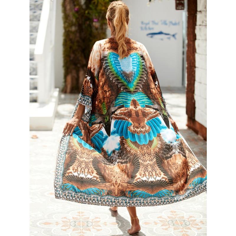 

Женская мода весна осень цветочный узор принт длинный рукав свободная талия повседневные платья Size: One Size