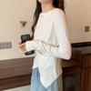 Pure Cotton Long Sleeved T-shirt Women's Oversized Spring and Autumn Bottom Shirt Korean Fashion Versatile Slimming Top