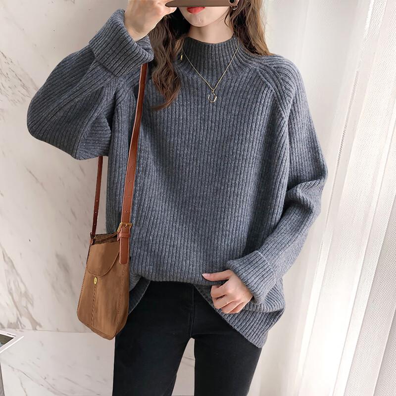 

TonLion Women s Simple Half-High Collar Pullover Sweater M