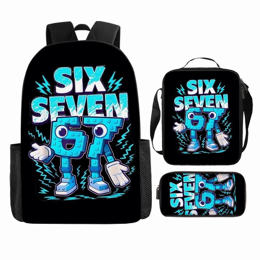 Luxe Populaire Cool Nouveauté 67 six sept Impression 3D 3 pièces/Ensemble élève Sacs d'école Sac à dos pour ordinateur portable Sac à dos Sac à lunch Trousse
