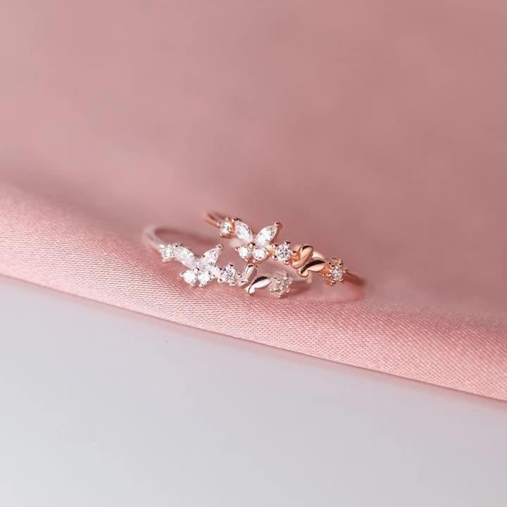 Real Money 925 Sterling Silver Zircon Crystal Butterfly Finger Rings For Women Girls Money 925 Wedding Party Jewelry Gift