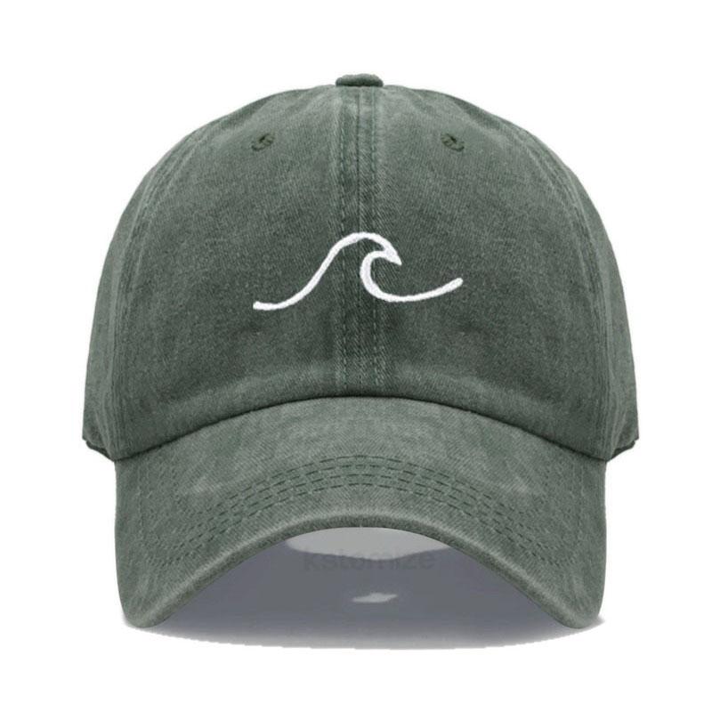 Men'S Baseball Cap Women'S Washed Cotton Waves Embroidery Embroidery Dad Hat Sport Golf Caps For Man Sun Hats Dropshipping