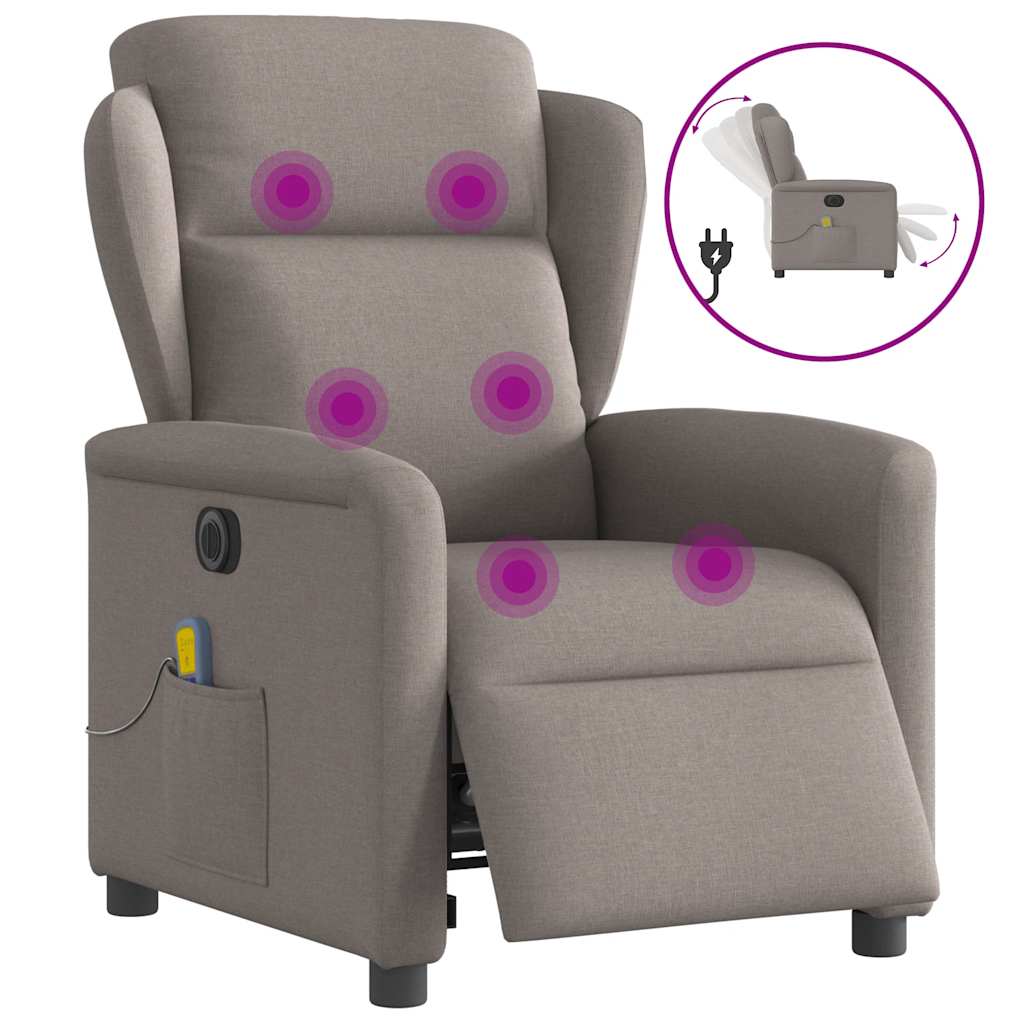 Electric Massage Chair Taupe Fabric