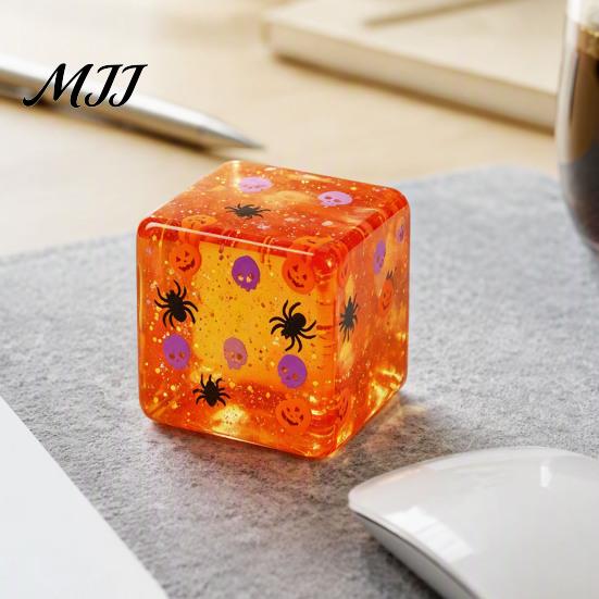 Taschen-Quetschspielzeug Halloween Stresswürfel Sensorisches Spielzeug, Spielzeug mit Kürbis-Schädelmuster Spinnenmuster, Klar Angstlinderung Partygeschenke Langsam