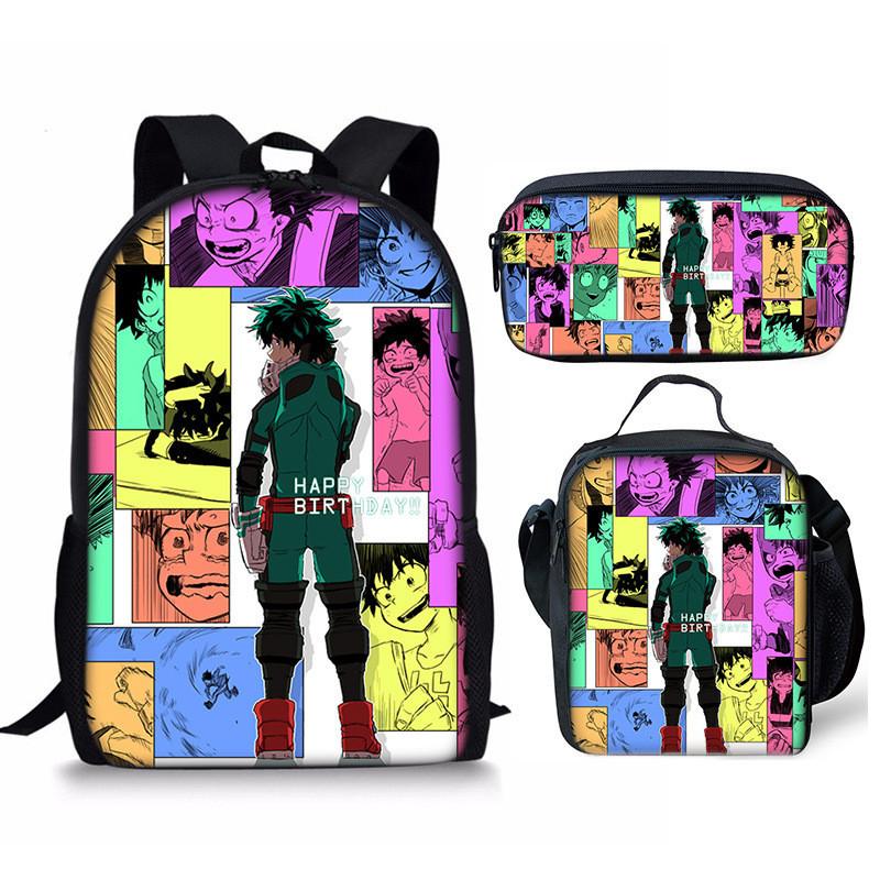 My Hero Academia Schülerrucksack mit Polyesterfutter und Anime-Cartoon-Design für Teenager