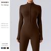 Export Zipper Nude Feel Long Sleeves Yoga Jumpsuit Women's Sports Running Workout Training Dance One-Piece Jumpsuit