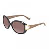 Salvatore Ferragamo Sunglasses Round Full Rim  Black Tuape Frame And Brown Gradient Lens Sf668001 Black