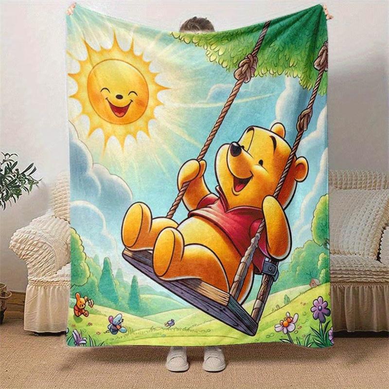 1pc Winnie The Pooh Printing Blanket - Soft, All-Season Throw for Office Blanket, | Personalized Gift with Adorable Cartoon Design
