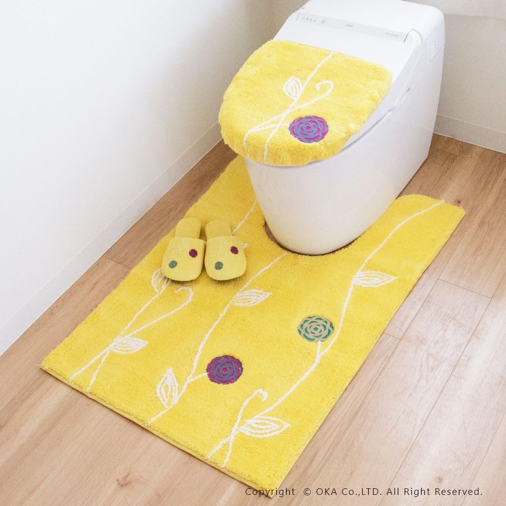 OKA Etoph Toilet Seat Cover, Drenimo Type, Yellow (Suitable for Washlet, Heated, O-shaped, U-shaped, Thick, Washable, Stylish, Nordic Design)