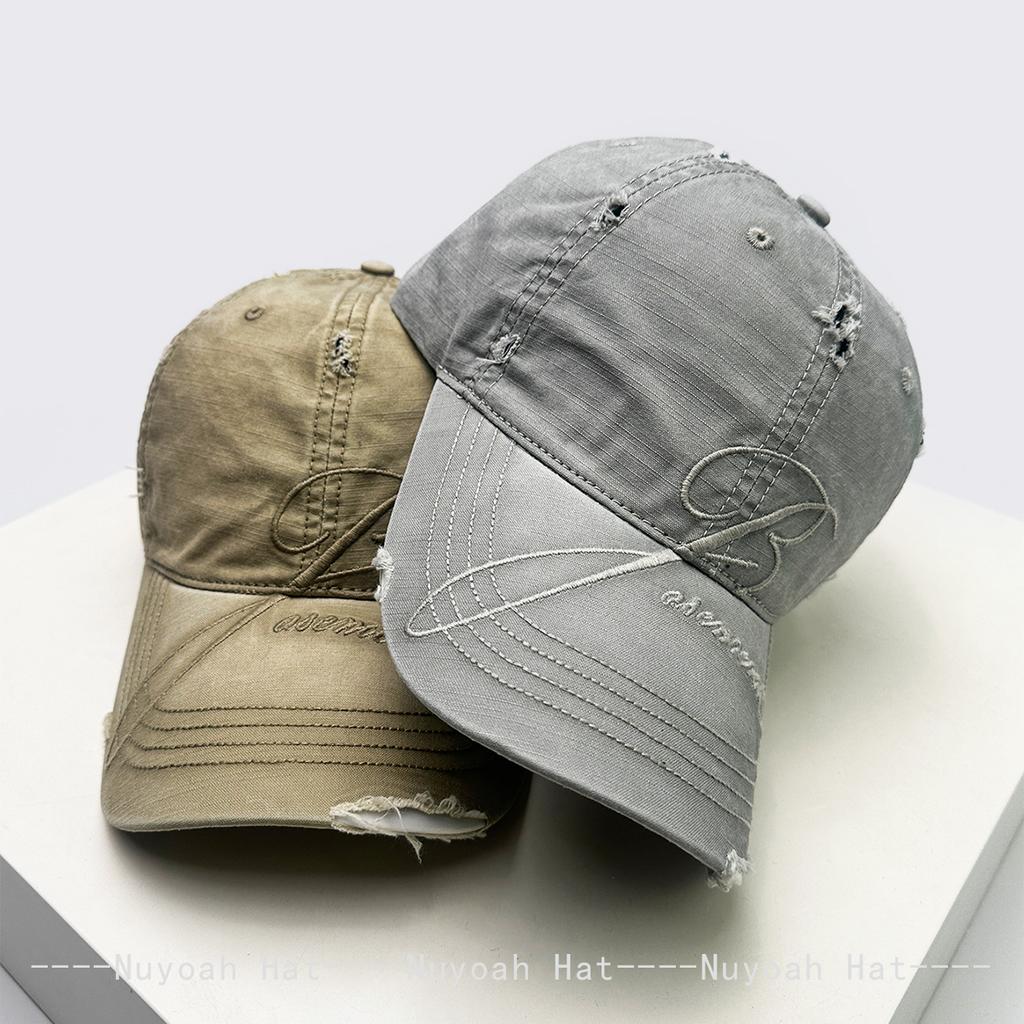 And Women American Vintage Embroidered B Letter Prints Baseball Caps Sun Protection Broken All-Match Personalized Peaked Hats Fashion Street Style