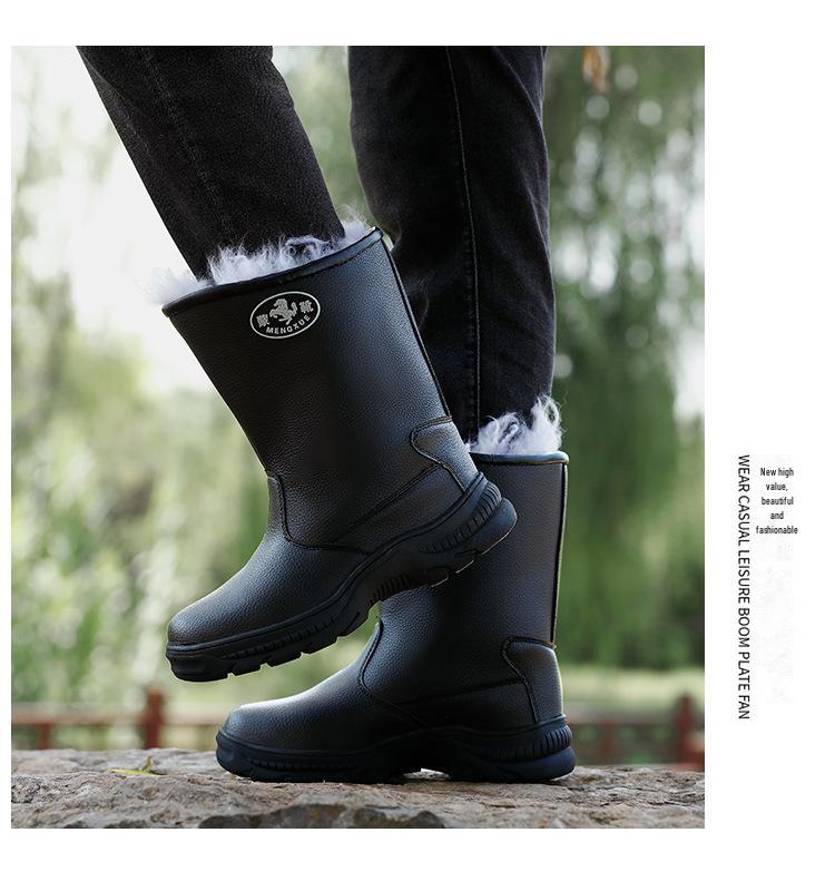Real Wool Waterproof Winter Boots -40°F, Non-Slip Genuine Leather
