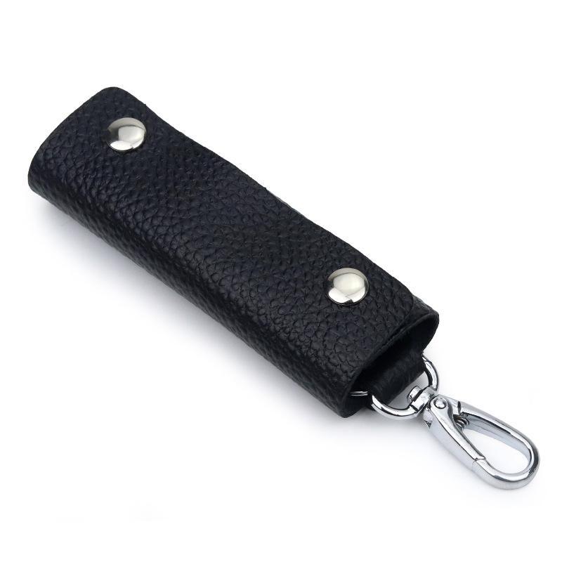 Men's Fashion Genuine Leather Keychain Pouch Portable Anti-scratch Zipper Bag Ideal Gift for Father Husband Male Friend