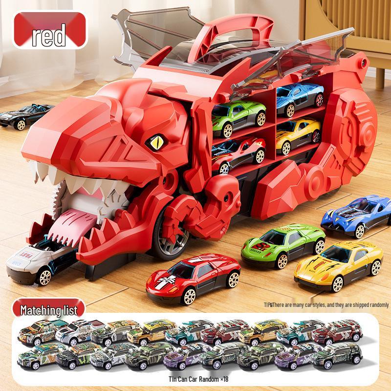 3-in-1 Transforming Dinosaur Toy Car Set for Kids Aged 3-5 with Mini Car Storage