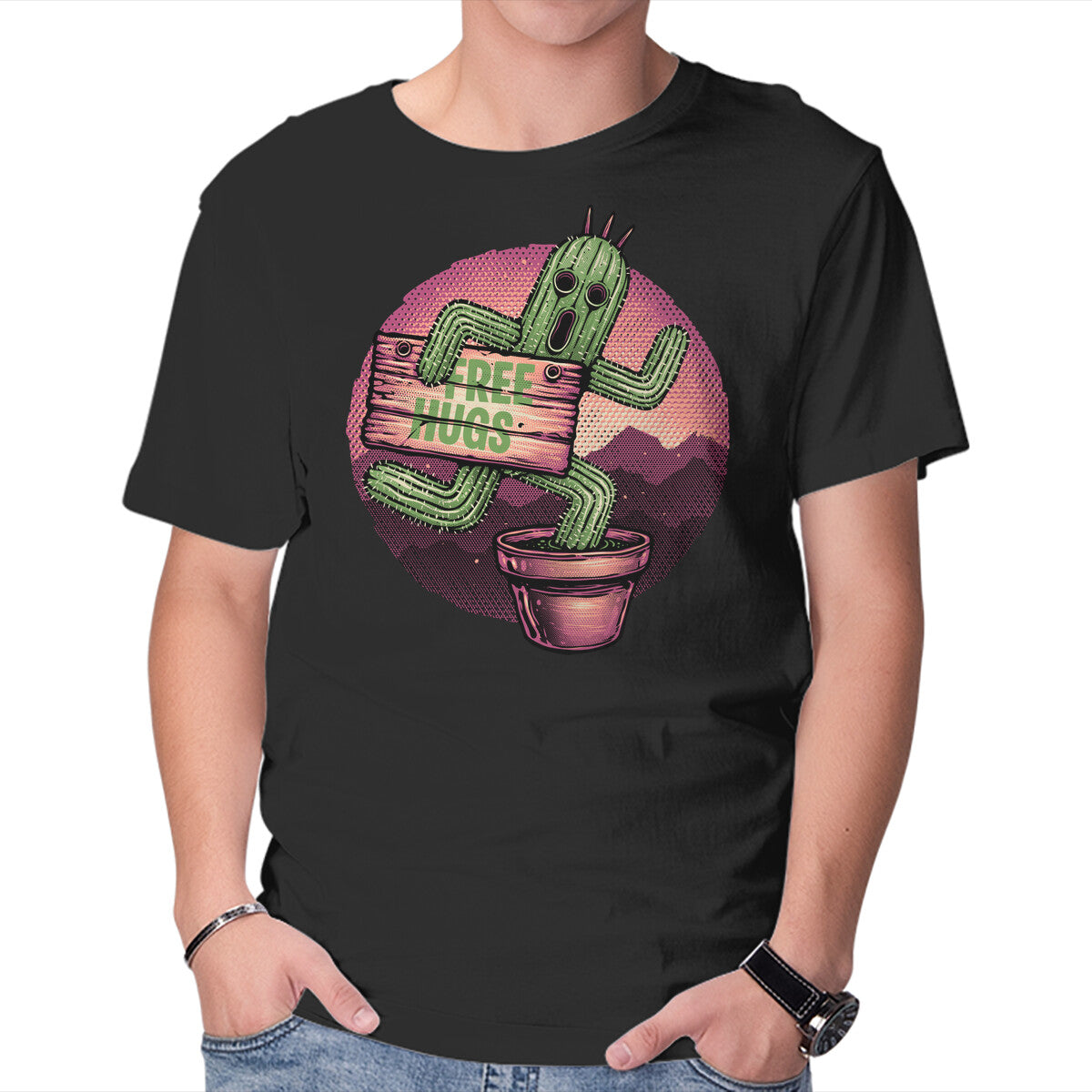 Unisex Crew Neck T-Shirt Huggable Cactus Graphic Short Sleeve Casual Tee XXXXL