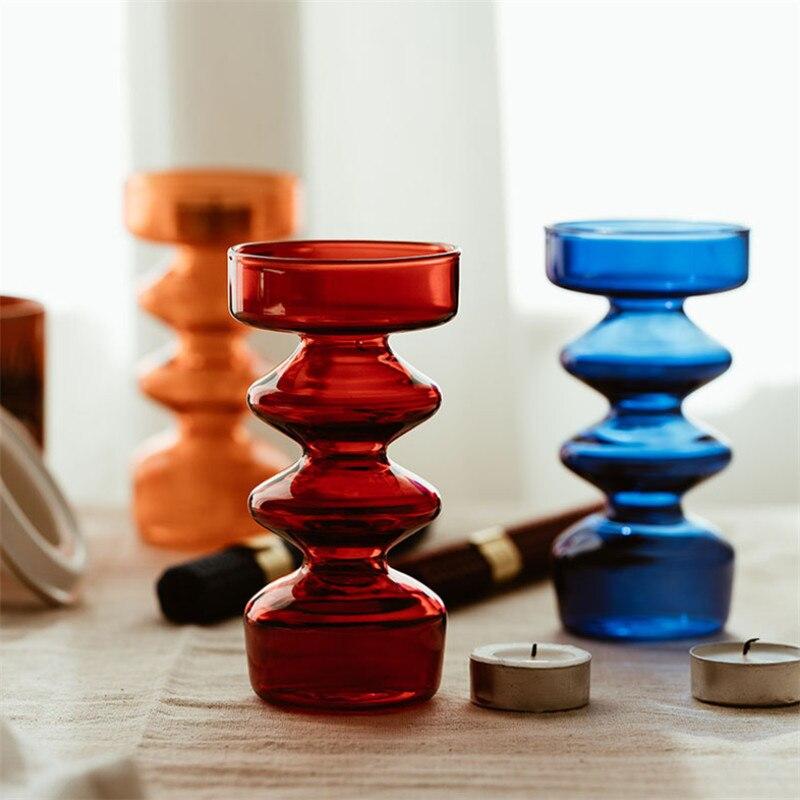 Glass Candle Holder Home Decoration Ornaments Wedding Table Handmade Crafts Glass Candlestick Gifts