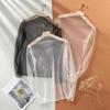 Mesh Sheer See Through Blouse Women Lace Bottom Shirt Fashion T-Shirt Tops
