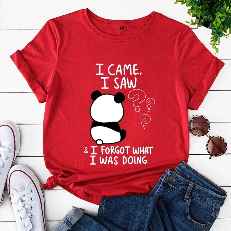 Unisex WoUnisex Tshirt Panda Lovely Trend Fashion Shirt Panda I Came I Saw Cartoon Female Graphic Top Tee T-Shirts Sarcastic Tshirts Y2k