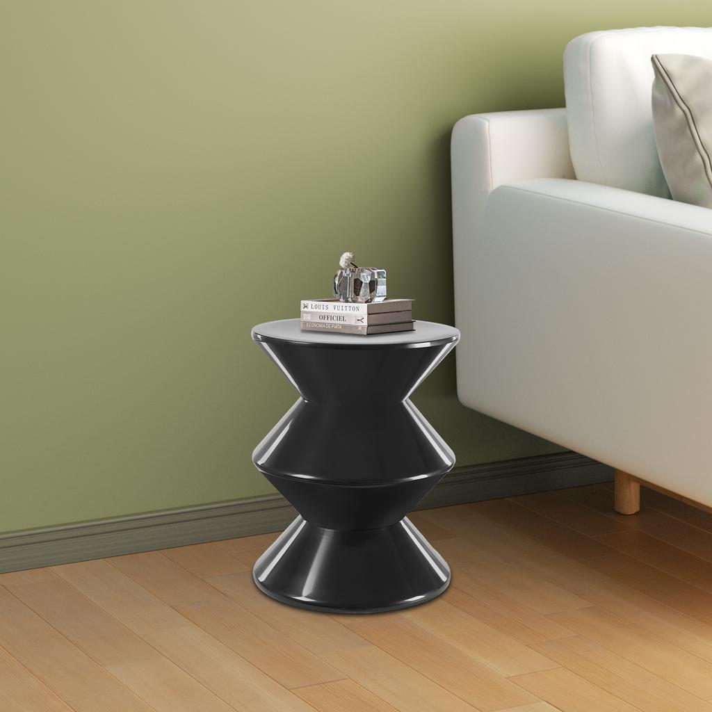 3-Tier Plastic Side Table - Black Round Modern End Table for Living Room, Sofa, Stool, Decor - Holds 220 Lbs, 14.2 Inch Diameter