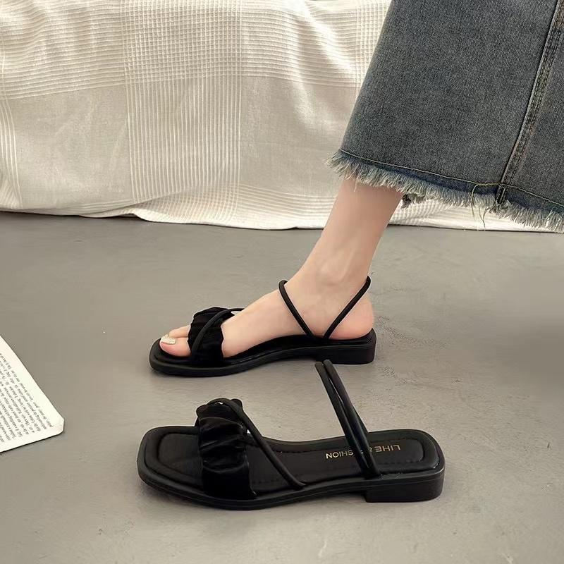 

Женские сандалии, летняя обувь для женщин, повседневные сандалии-шлепанцы, нарядная пляжная обувь для двоих 36 чёрный