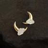 18k Gold-Plated Star, Moon & Cloud Cubic Zirconia Stud Earrings - Elegant High-End Fashion for Women