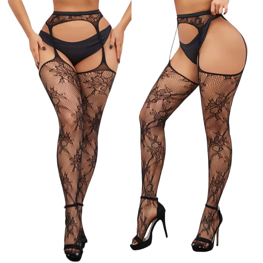 Xxxxl Large Plus Size Women Tight High Waist Sexy Pantyhose Lingerie Body Black Fishnet Garter Socks Stockings Tights For Woman