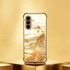 Goldene Schmetterling beschichtete Glas Handyhülle geeignet für Samsung Galaxy S26 S25 S24 S23 S22 S20 FE/Ultra/Plus sturzsichere Rückabdeckung