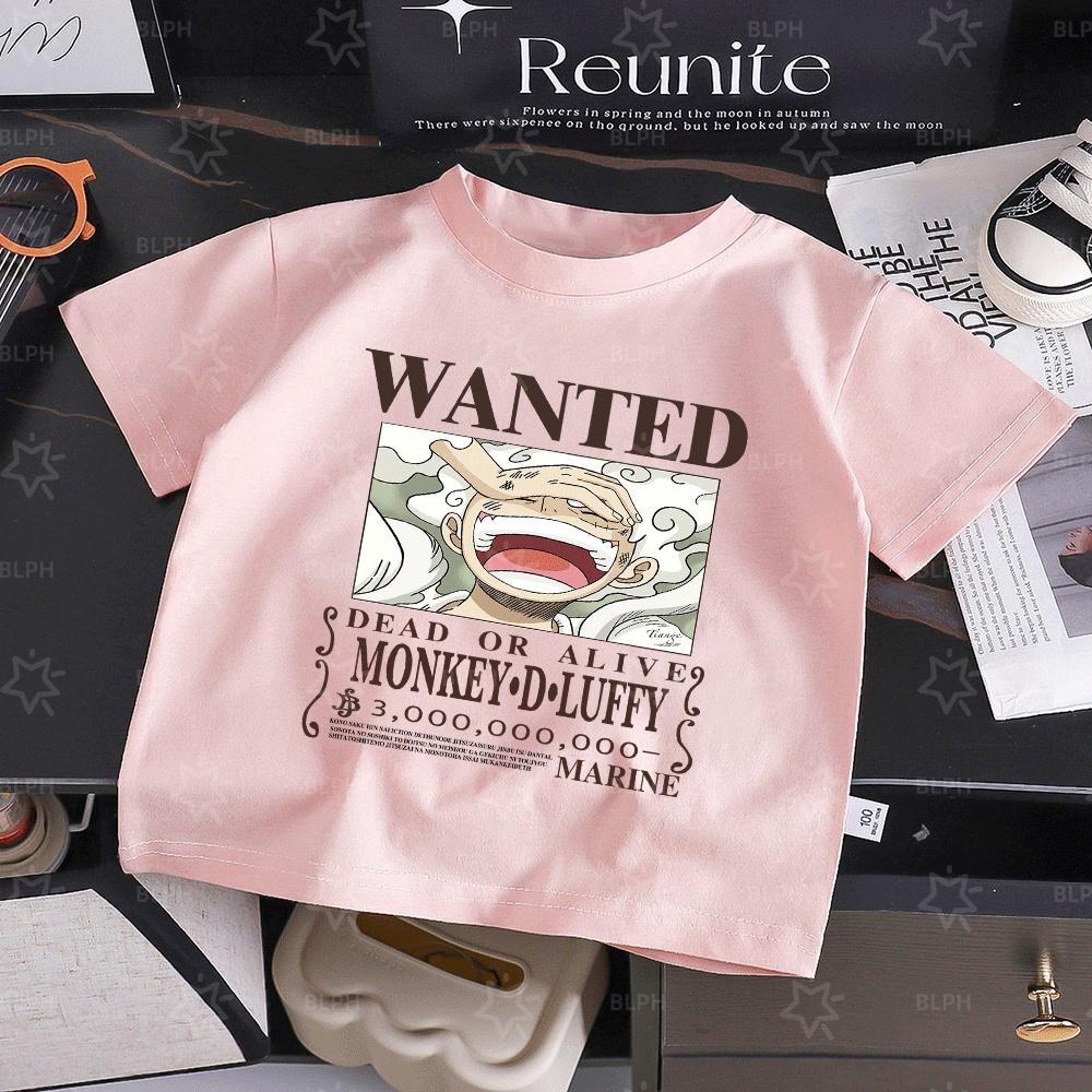 Gear 5 Wanted Poster Kids TShirt AnimeInspired Crew Neck Tee for Boys and Girls HighQuality Cotton Casual W