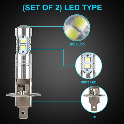 1 paire d'ampoules de phares LED H1 super lumineuses pour voiture