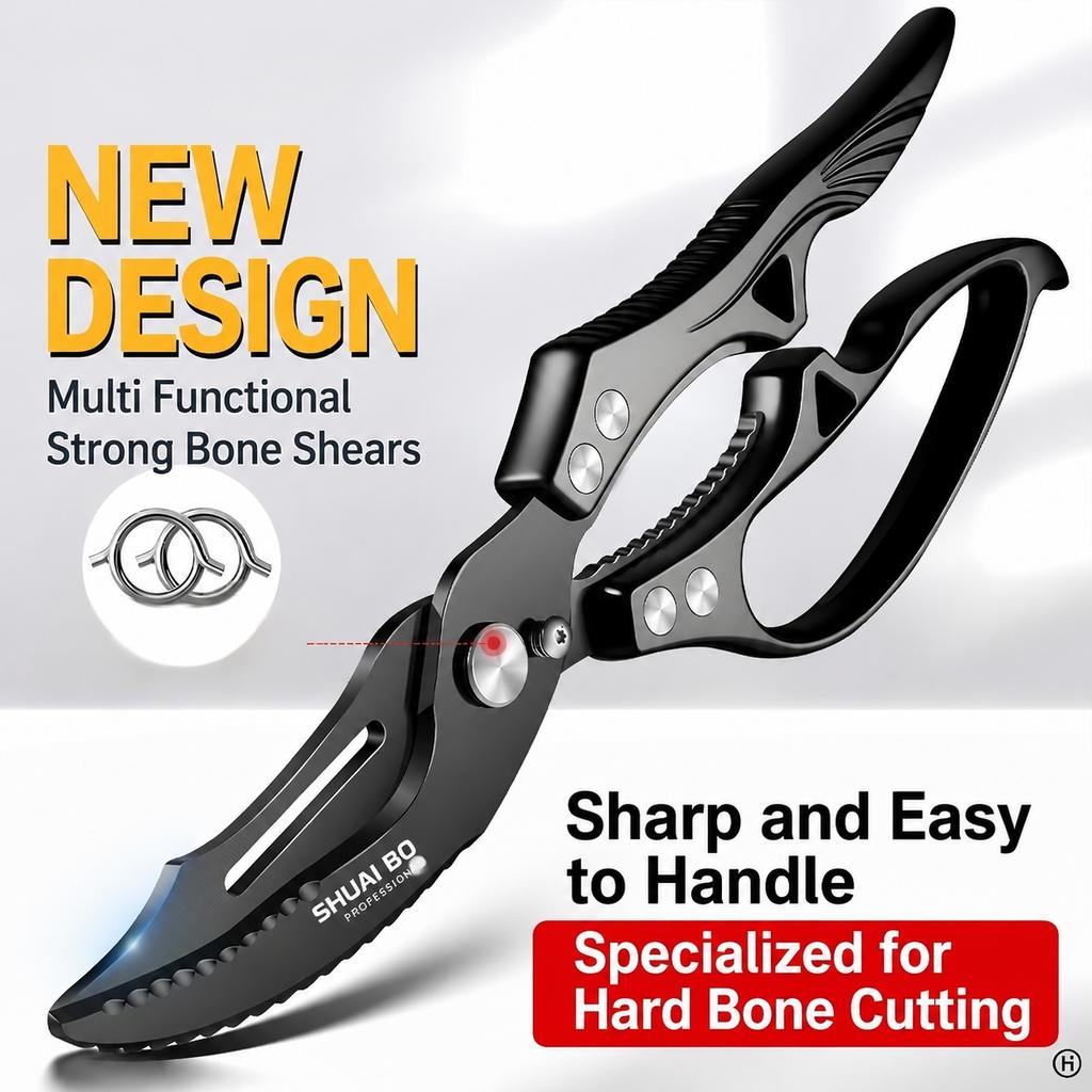 Multi-Functional Kitchen Scissors for Home Use - Powerful Chicken Bone And Fish Cutting - Essential Food-Grade Bone Cutting Scis5