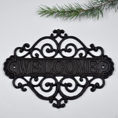 Cast Iron Welcome Sign Tag Vintage Decorative Front Door Hanging House Plaque for
