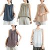 Retro Artistic Hemp Cotton-Linen Loose Women's Vest Svel Summer Faion Pleated Top Casual Versatile Outerwear