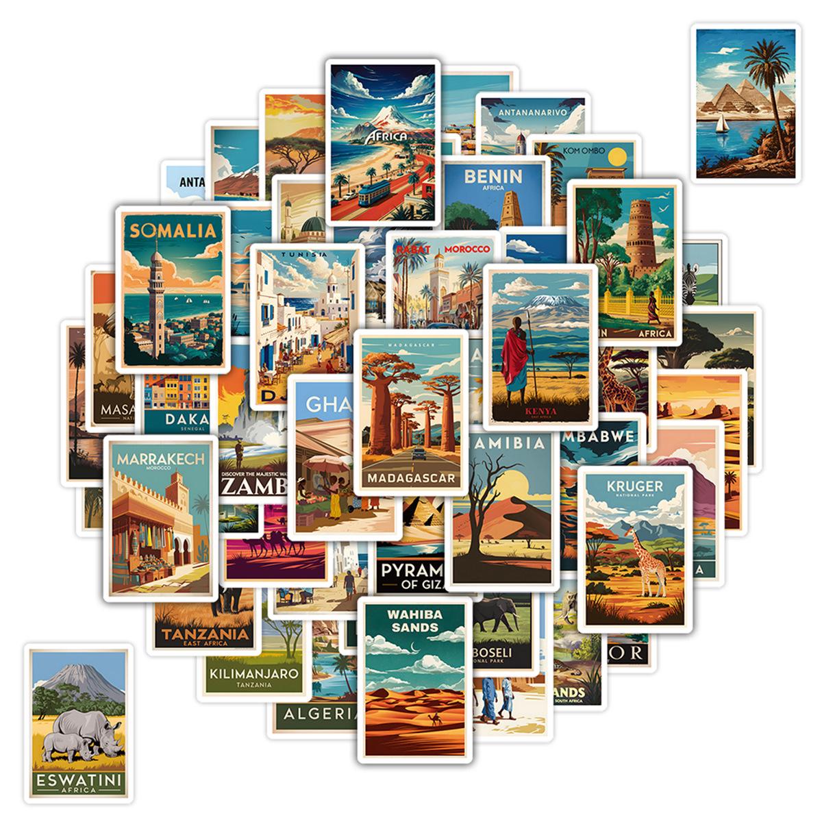 50 European City Landmark Graffiti Stickers for Travel Journals