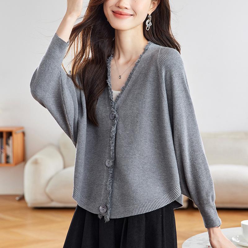 Women's Batwing Sleeve Cardigan and Skirt Set - Trendy 2025 Autumn Fashion