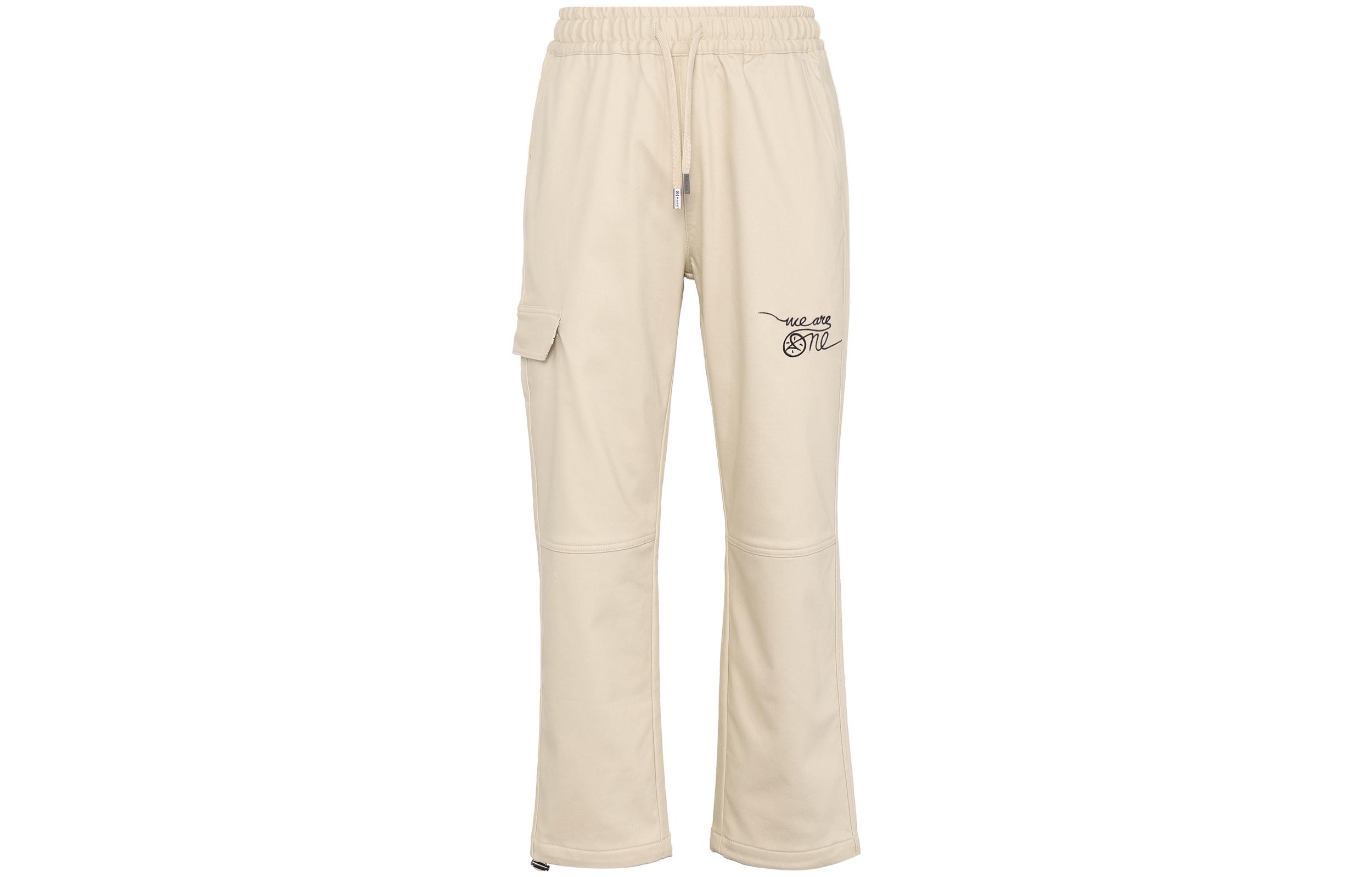 Li Ning Artist DFT Collaboration Collection, Wade, Straight Fit Fleece Lined Casual Pants Winter Unisex Khaki AKXR589-2 M