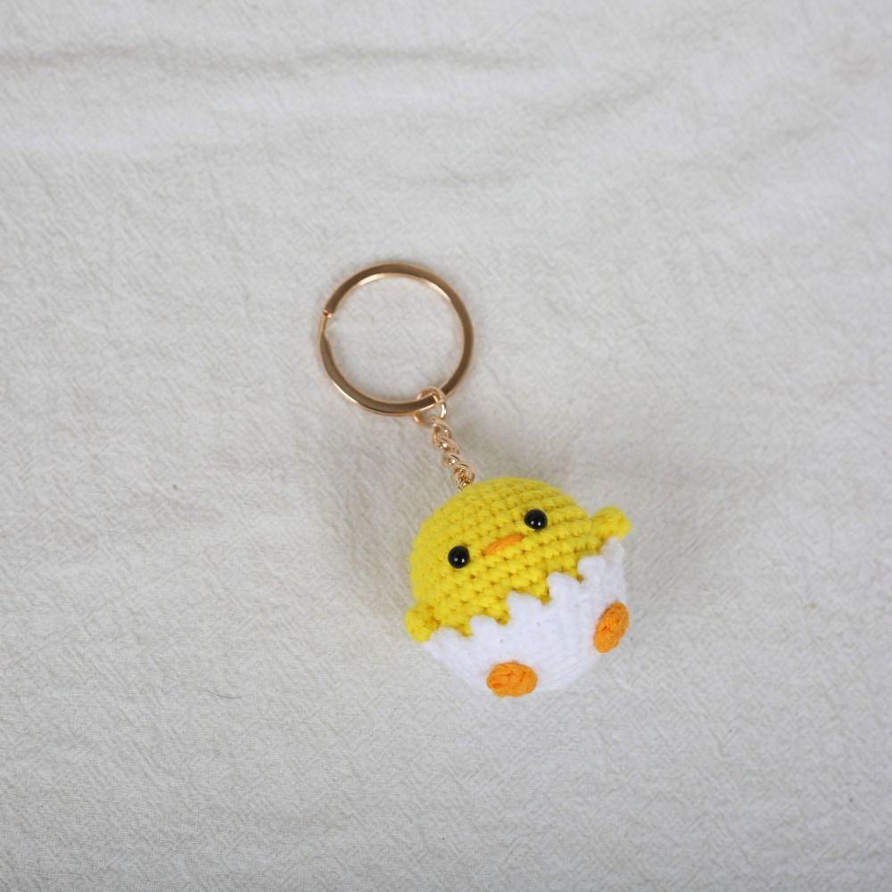 Small Doll Knitted Pendant Handmade Duck Keychain Jewelry Gift Crochet Chick Keyrings  Bag Charm