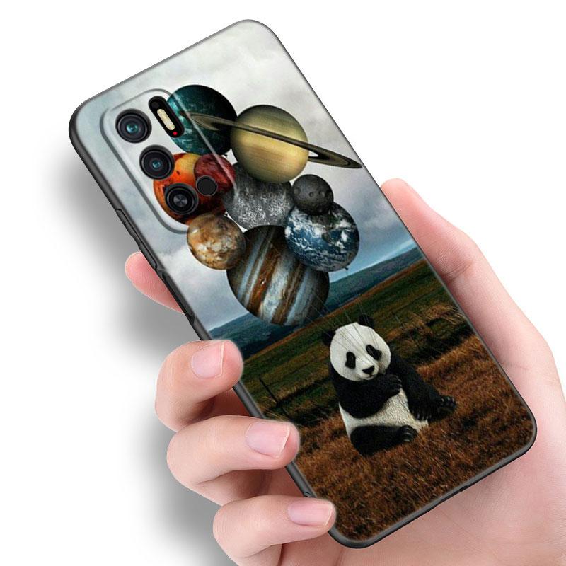 Panda Chinese Bear Phone Case For Xiaomi Redmi Note 7 8 9 10 Lite 11 11E 11T 12 Pro 11S 4G 10T 5G 8T 9S 10S Soft TPU Black Cover