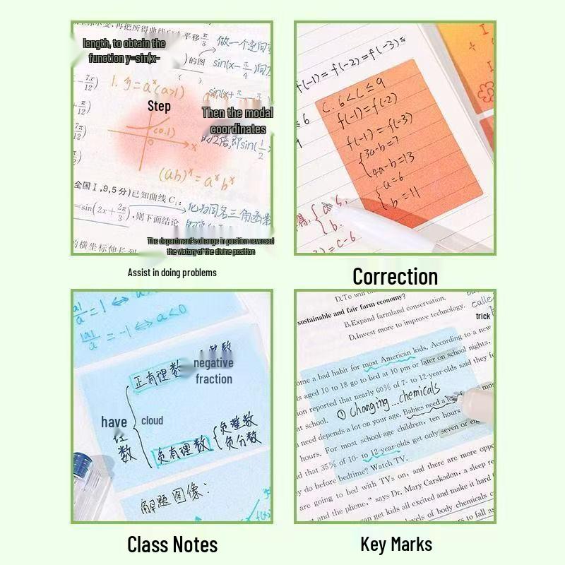 Pearlescent Gradient Transparent Sticky Notes for Students - High-Value Adhesive Marking Stickers